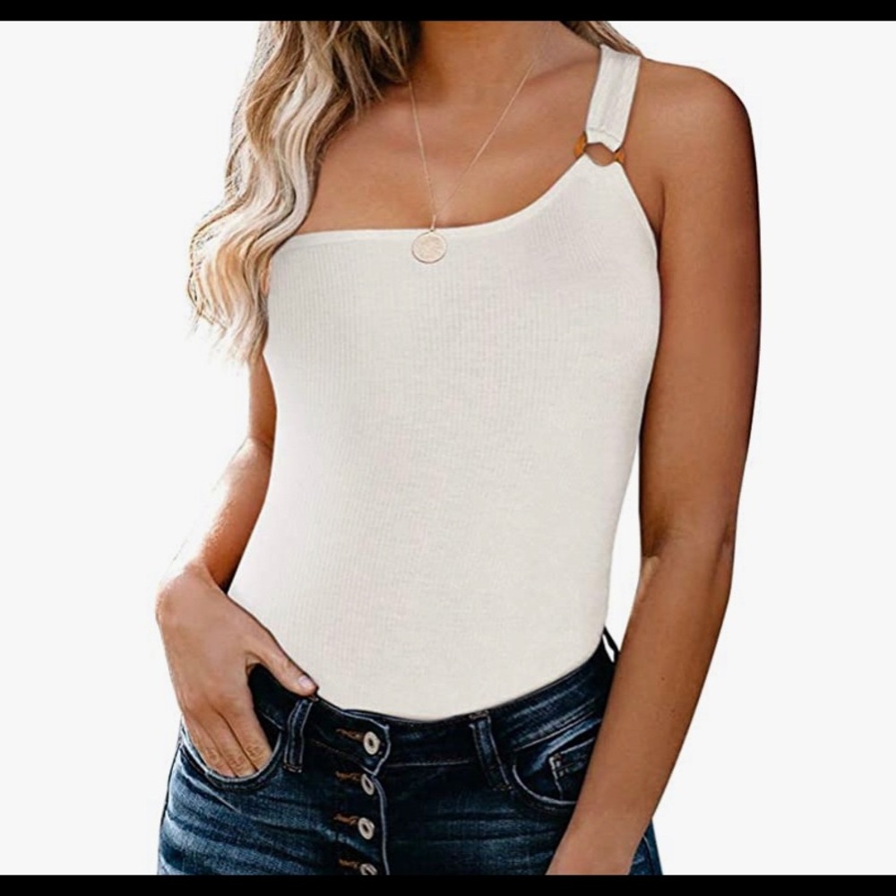 Sexy one shoulder ribbed bodysuit